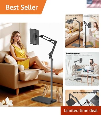 Tablet Floor Stand with Double Weight Base,Overhead Bed Phone Stand Height Ad...