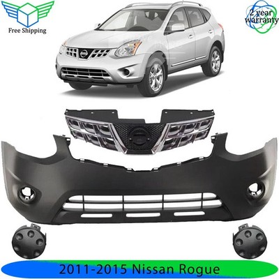 Front Bumper Cover Fascia & Grille Assembly Kit For 2011-2015 Nissan Rogue