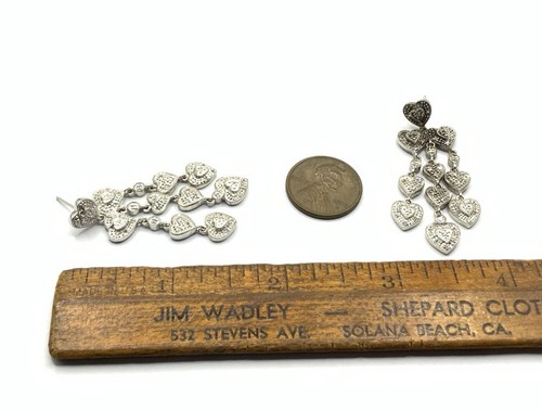 Aretes de araña colgantes de corazón con racimo de diamantes de plata de ley 925 - Imagen 5 de 6