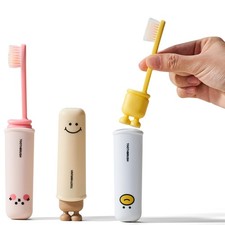 Shrunqi Folding Toothbrush with Built-in Cover, Toothbrush, 3pcs
