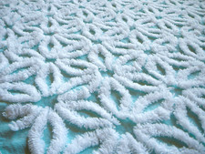 Vtg Chenille Bedspread Fabric Hofmann Daisy Rare Aqua Excellent 24x18 A