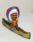 Playmobil Native American Chief Figure & Canoe Western Vintage Lot