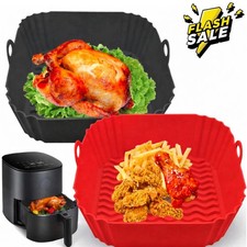 Silicone Air Fryer Pot Tray Reusable Square Liner Oven Baking Pad Basket Kitchen