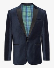 Express Solid Blue Velvet Tuxedo Blazer 40R NWoT 342
