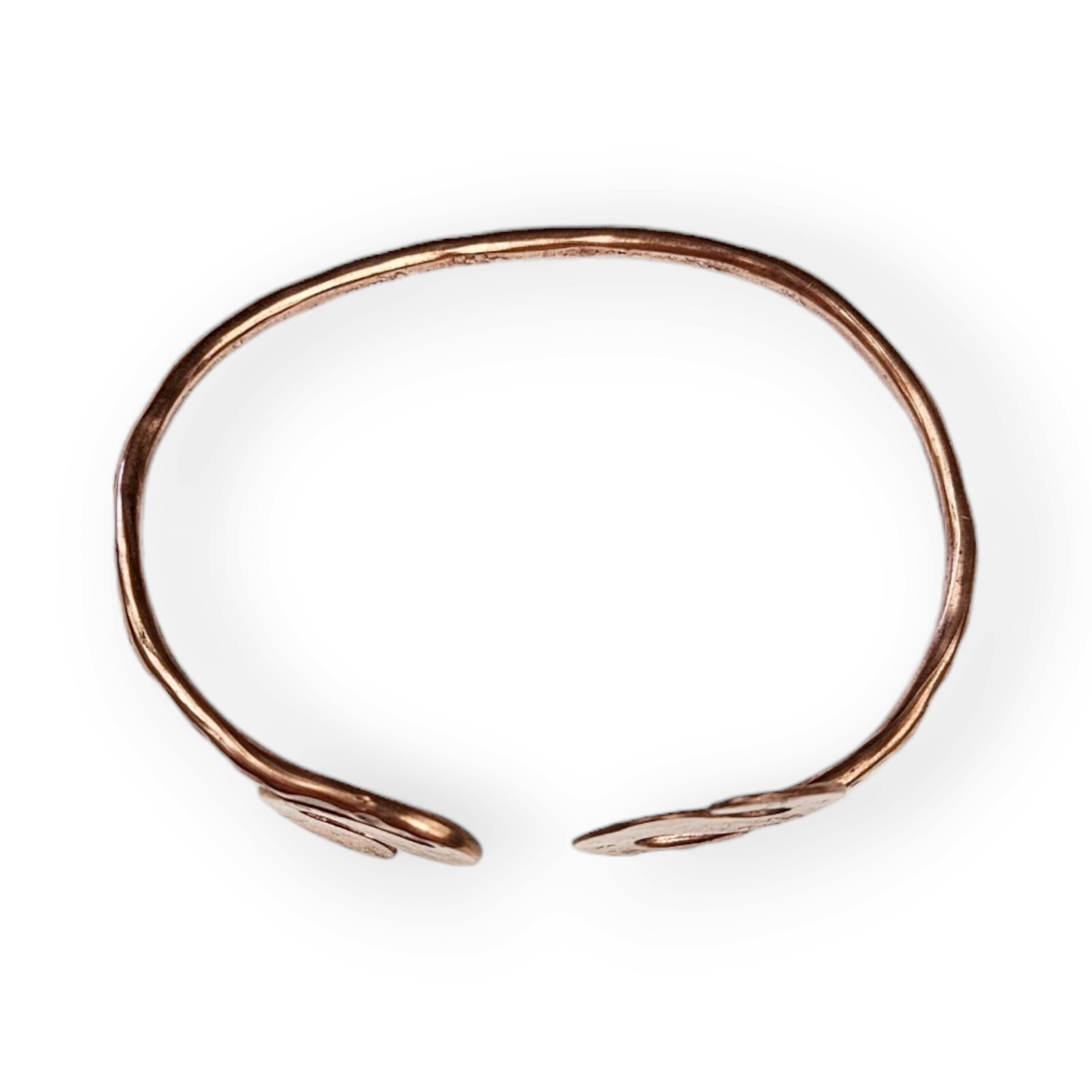 Hammered Solid Copper Cuff Bracelet Wire Twist Op… - image 5