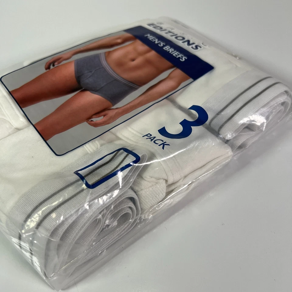 Calzoncillos para hombre Basic Editions ropa interior de algodón blanco paquete de 3 tallas (52-54) 4X grandes para hombre Foto 4 de 4