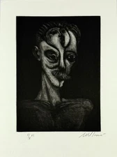 Nelson Dominguez Cuban Artist Original Hand Signed Engraving Jose Marti Portrait