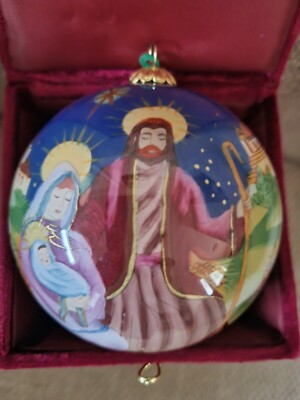 Li Bien Manger Nativity Scene Christmas Ornament Inside Painting With Box