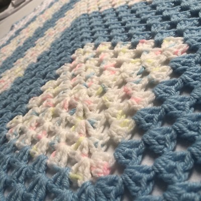 Handmade Baby Blanket Crochet Granny Square Multi Color 40 Inches Girl Boy 