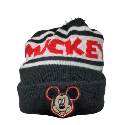 Mickey Mouse Black Pom Pom Cap TDR - Mickey Mouse Black Color Pom Pom Hat (Embroidery on  main image 3
