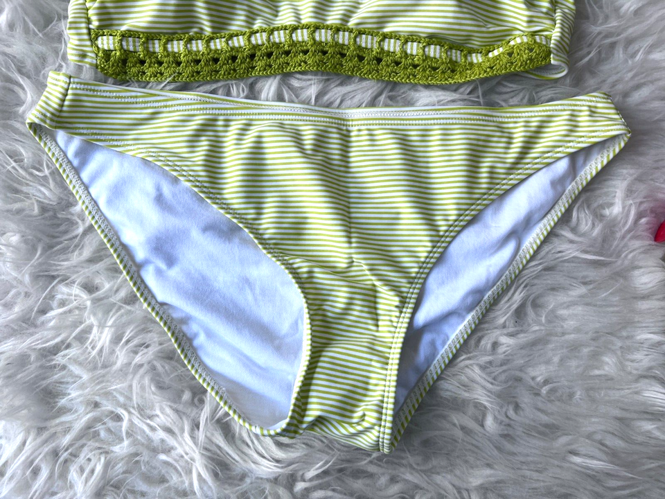 Xhilaration Swim Womens Jr's Green Striped Bikini Set XL eBay