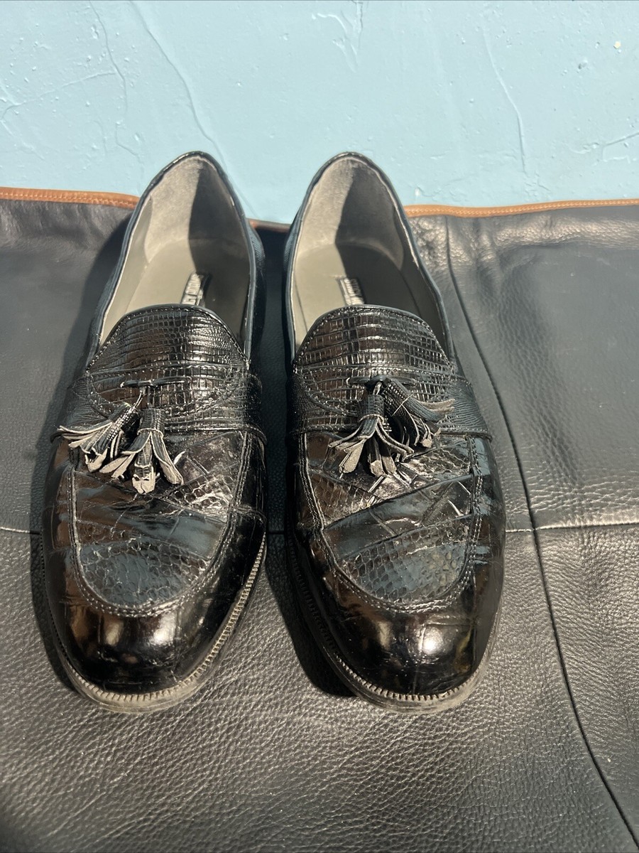 Stacy Adams Men Tassel Loafer Black/ Genuine Snake Leather  display picture 1