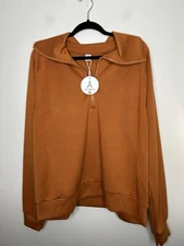 Anrabess Women's Burnt Orange 1/4 Size Sweatshirt Oversized Size 2XL NWT