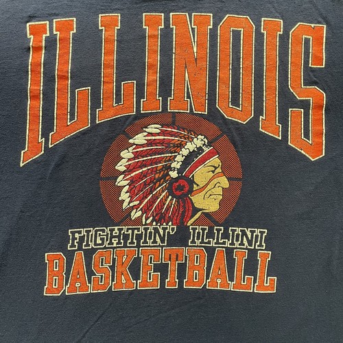 Vintage Illinois Fighting Illini Shirt Men XL Blue Basketball Single Stitch USA - Picture 2 of 9
