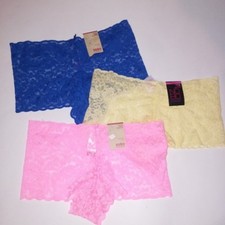 Set of 3 No Boundaries Panties XS/S Cheeky Pink Yellow Blue Lace