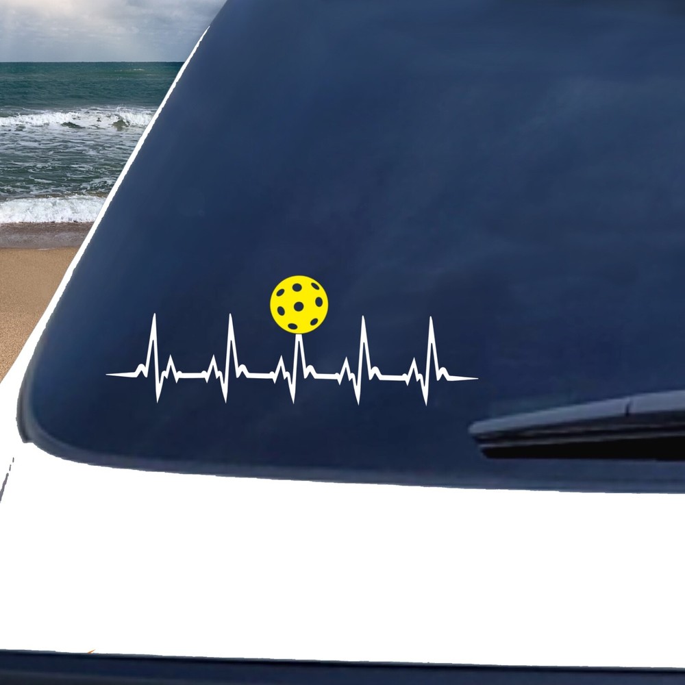 EKG Heartbeat Pickleball Decal Sticker - Perfect Gift for Players