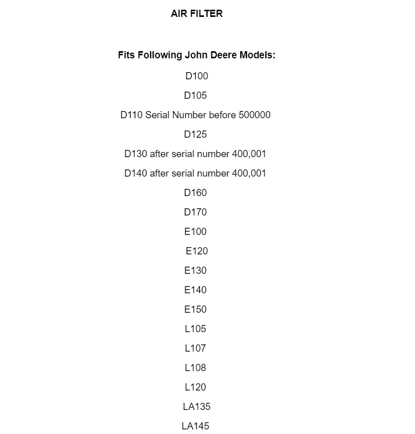 Air Filter Cleaner For John Deere Z345R Z355E Z355R Z735E Z735M