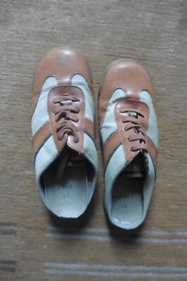 Chaussures mules baskets/tennis ouvertes Zara cuir marron et tissu beige T 37 - Photo 1/4
