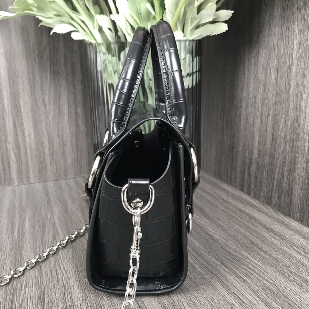 Vivienne Westwood BETTY croco mini shoulder bag leather black 