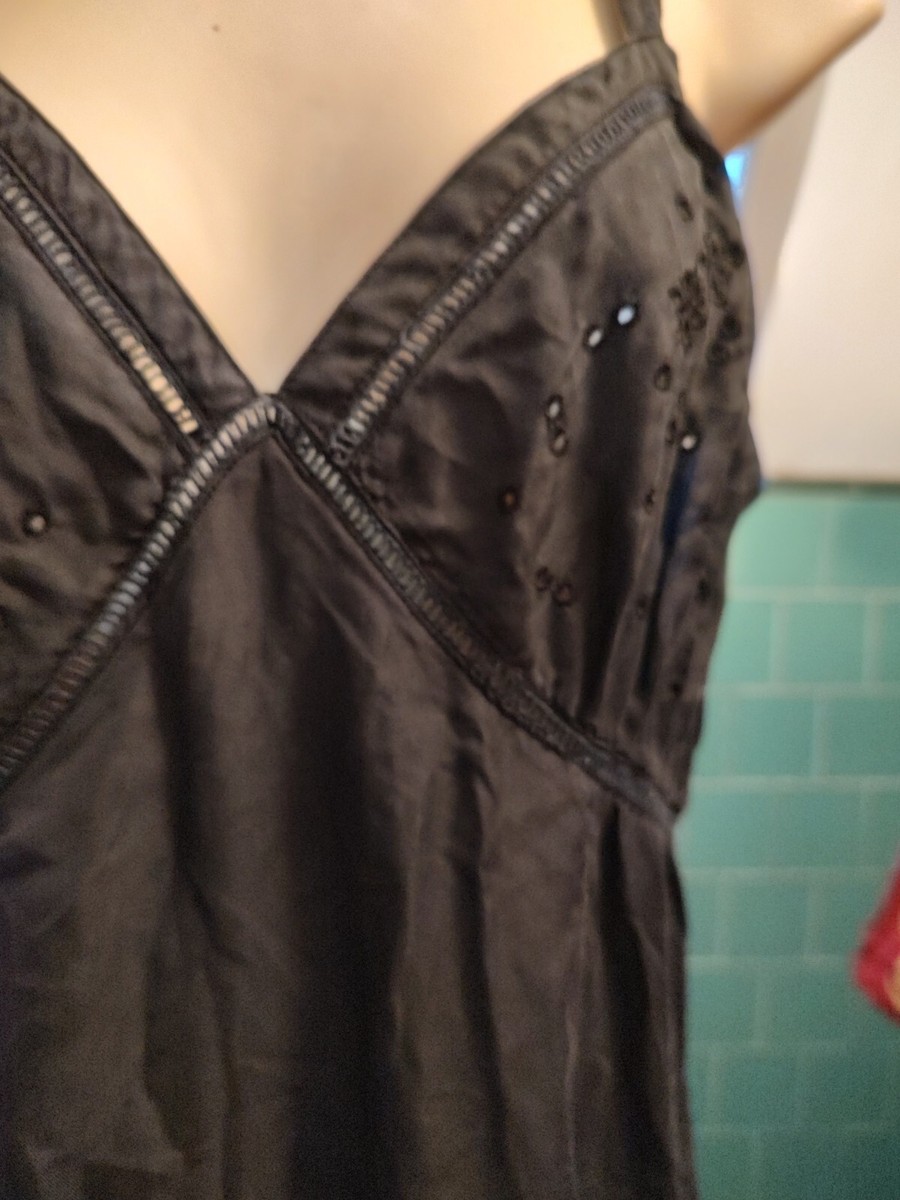 rutzou silk dress Rutzou Silk Anthropology Black Slip Dress ilet flowers 34