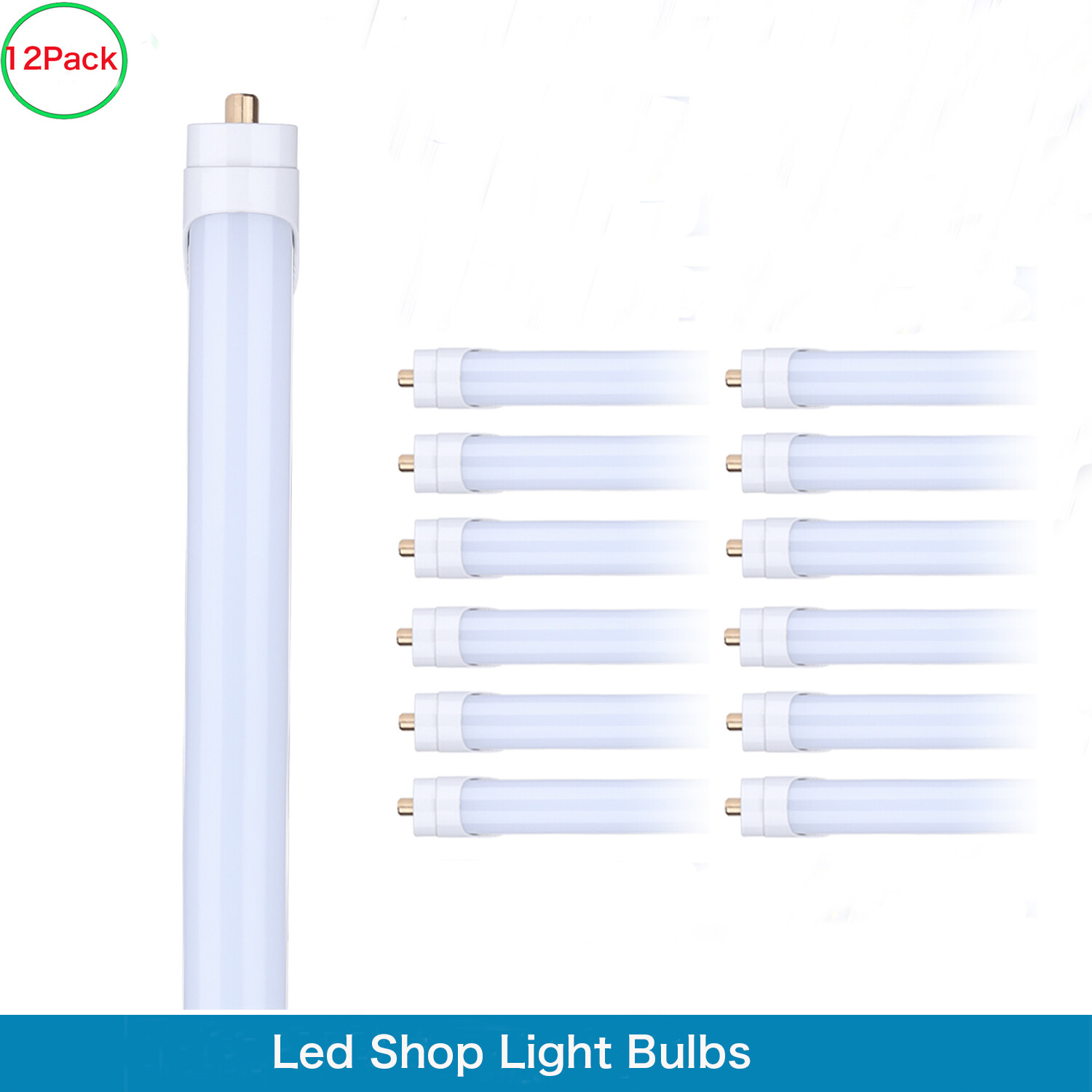 12-Pack 8FT T8 T12 Single Pin 45W LED Shop Light Bulb Tubes