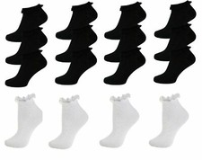 6 Pairs of Women Frilly Lace Top Cotton TRAINER Ankle Anklet Ladies Socks 4-7 uk