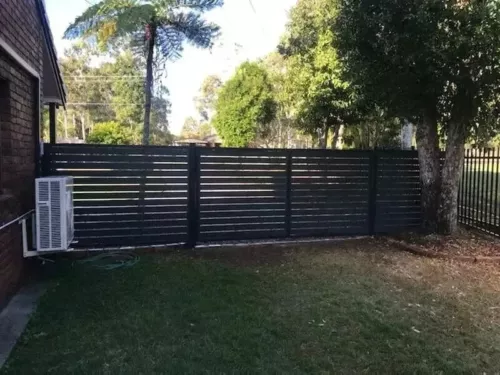 Aluminum Double Swing Gates - CUSTOM Sizes - Slats Alloy Merbau Timber-Look - Picture 11 of 16