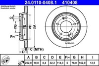 2X ATE 24.0110-0408.1 Bremsscheibe FüR Hyundai KIA