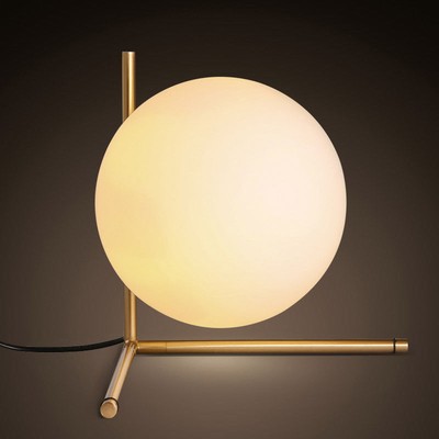 white glass globe table lamp