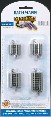Bachmann N Straight Connector Assortment Nickel Silver Track (2ea .75''  BAC44899