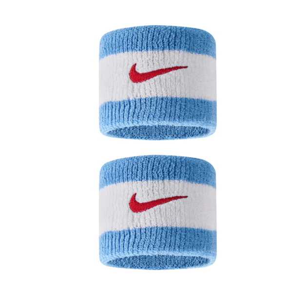 Nike Swoosh Wristbands SINGLEWIDE White/university Blue/red for 