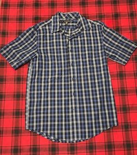  18 blue plaid button up shirt-small 34-36 -George-men's