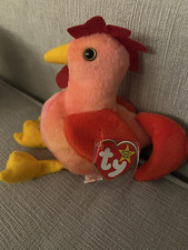 RETIRED Ty Beanie Baby 1996 Strut - Rare Tag w/ Errors, Tag Cover, PVC pellets