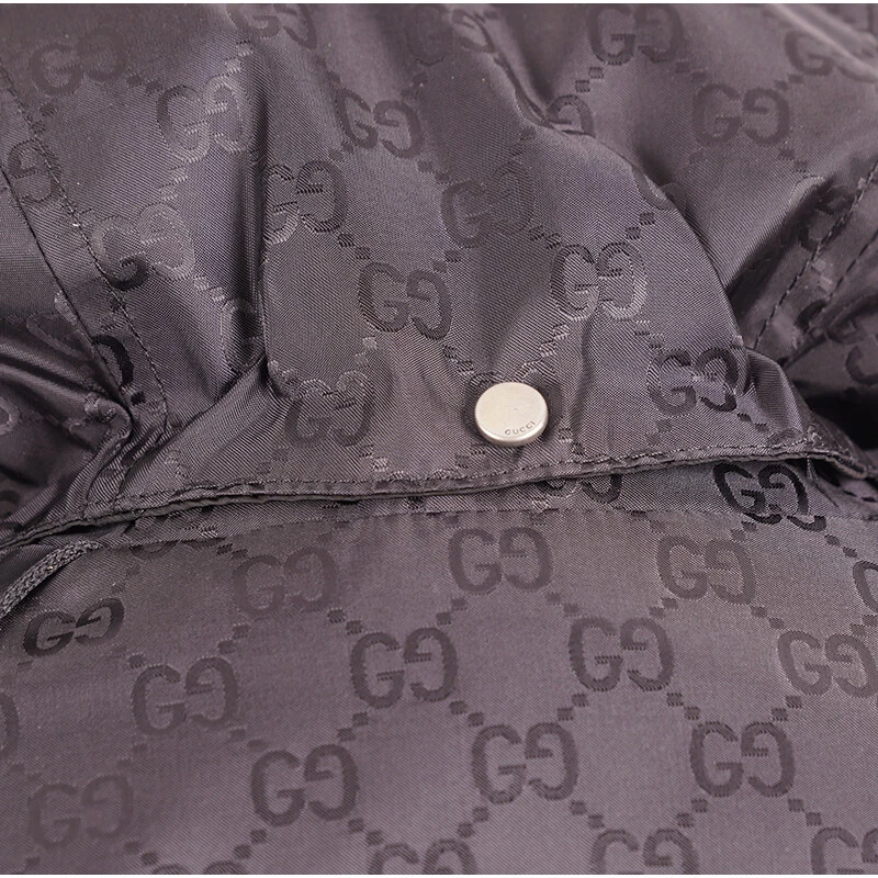 taglia 54 GIACCA FRANGIVENTO NUOVA $1900 GUCCI UOMO NERA GG JACQUARD CAPPUCCIO rimovibile