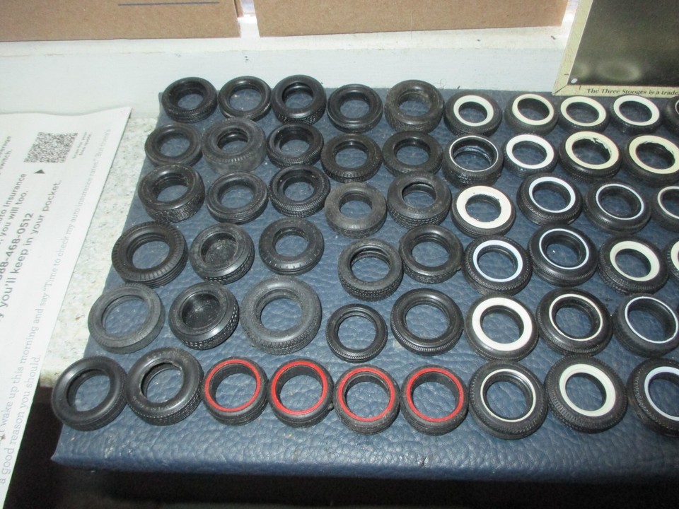 Nice Lot of 127, 1/25 Plastic Car Model, Tires, Whitewall, Blackwall