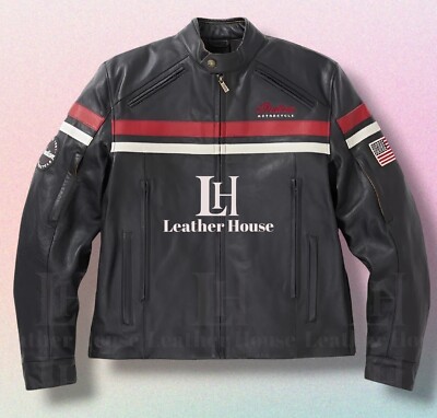 Indian Motorcycle バイカー ジャケット Lサイズ New Men's Indian Motorcycle Black-Red Style genuine Cowhide