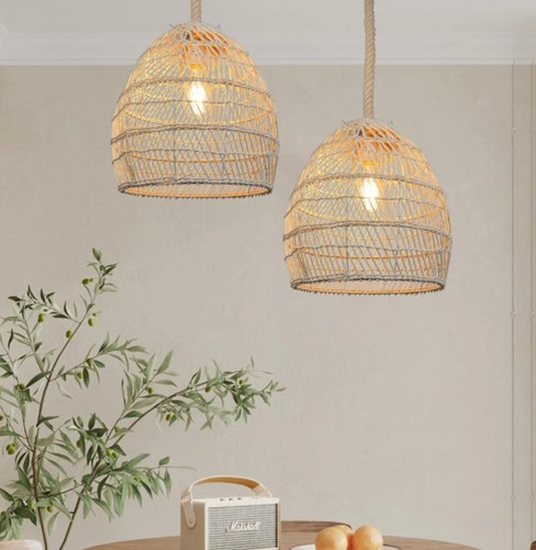 Rattan Woven Pendant Light Shades Handmade Hanging Lamp Crafts Ceiling Lampshade - Bild 1 von 15