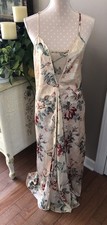 Valentino Intimo Vintage 90s Ivory & Burgundy Floral Maxi Slip Dress Women’s L