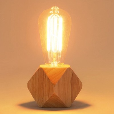 Massivholz LED Nachtlicht, moderne minimalistische Nachttischlampe, EU-Stecker, E27 Halter