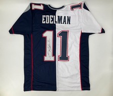 JULIAN EDELMAN NEW ENGLAND PATRIOTS SIGNED SPLIT CUSTOM JERSEY JSA WITNESS COA