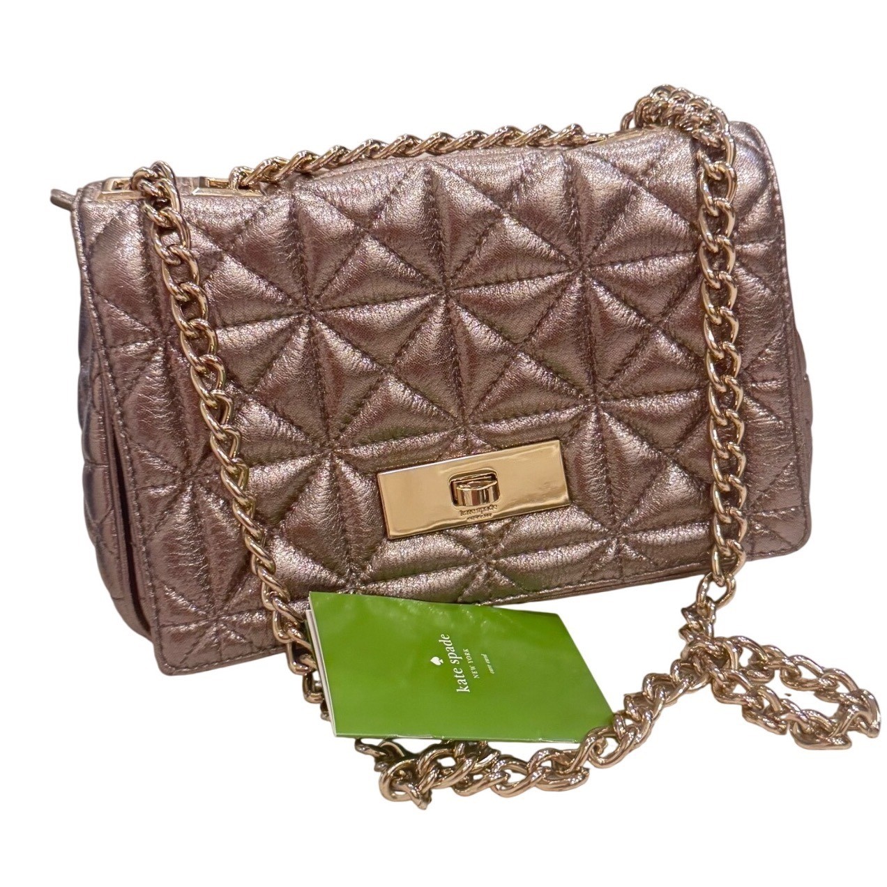 Kate Spade Sedgewick Place Fairlee MercuryMetallic Quilt Leather Convertible Bag