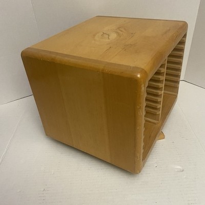 ビンテージ オーク材 回転式 CD ホルダー 40枚 Vintage Media Storage Solid Wood Rotating Spinning CD DVD Holder
