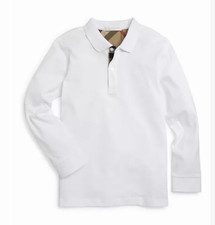 Burberry Boys White Cotton Long Sleeve Polo Shirt Collared Size 14y