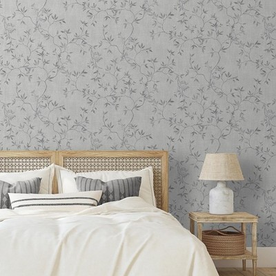 Muriva Darcy James Collection Japandi Leaf Wallpaper Scandi Leaves Grey 173571