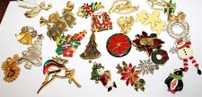 Fabulous vintage to now mixed CHRISTMAS Brooch Pins Lot#897