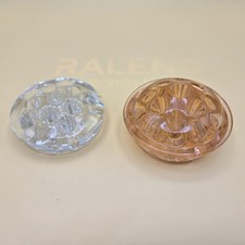 Lot of 2 Vintage Glass Flower Frogs   Clear 11-Hole  Pink 9-Hole Domes