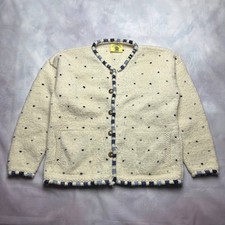 Cárdigan de lana Pachamama London vintage tejido suéter punto azul crema para mujer