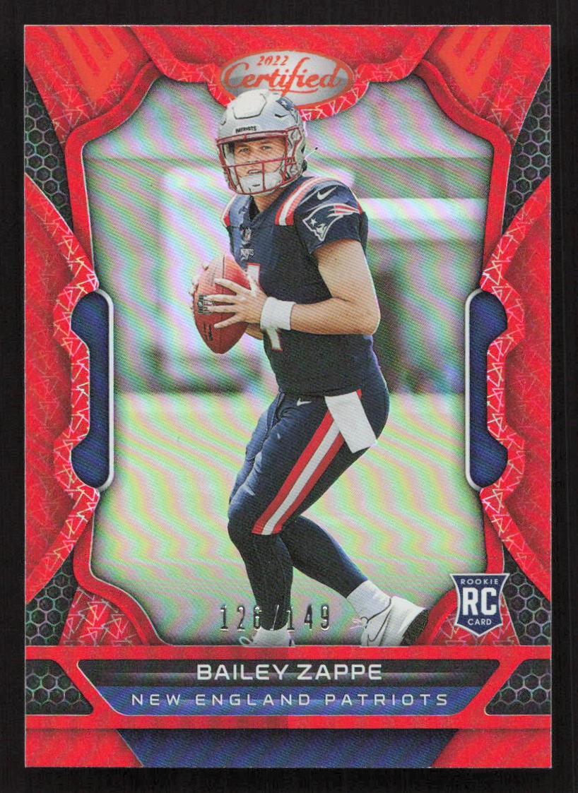 2022 Panini Certified Bailey Zappe Mirror Orange #/149 SN #121 Card