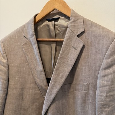 Brooks Brothers Blazer Men 46R Regent Fit Tan Linen Blend Sport Coat Half Canvas