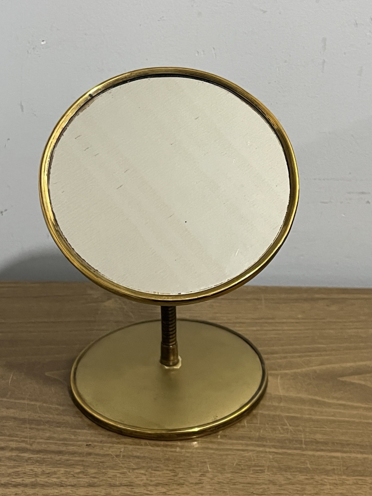 Vintage Brass Mother Of Pearl Gooseneck Double Sided Vanity Mirror